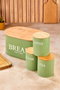 Hermia Juego de 4 Cajas de Almacenamiento de Metal Verde con Tapas de Madera